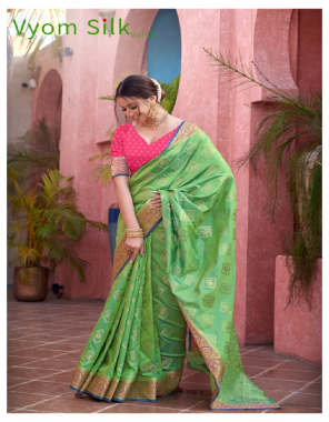 green saree - banarasi silk | blouse - heavy broket silk  fabric weaving work casual 