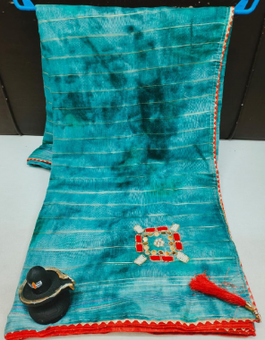 sky blue saree - pure pantham cotton with seburi print | blouse - heavy banglory silk  fabric embroidery work festive 