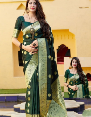 dark green soft banarasi silk saree with weaving work fabric weaving work casual 
