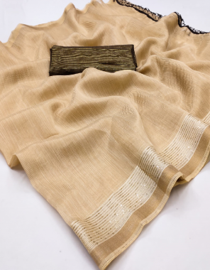 cream cotton jari strips and weaving sequance border  fabric weaving work festive 