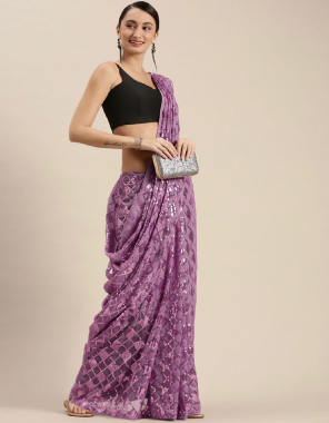 pink saree - georgette | blouse - banglory fabric embroidery + sequance  work casual 