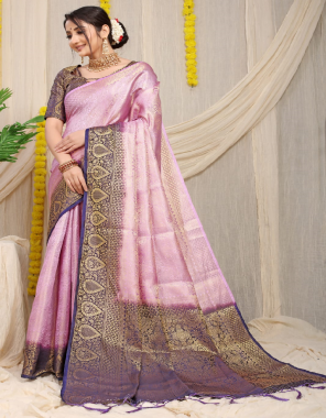 purple pure softy silk handloom gold jari fabric weaving work party wear 