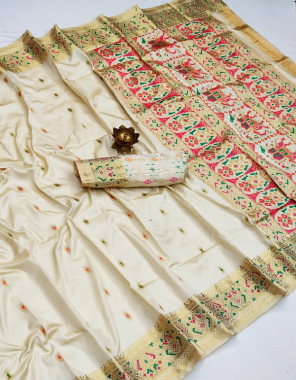 white banarasi silk fabric weaving work ethnic 
