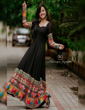 black faux georgette with multi embroidery work | inner - crape | length - 53