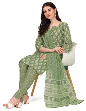 green top / bottom - cotton | dupatta - cotton print ( 2.20 m) | kurta length - 42 | bottom length - 39 fabric printed work casual 