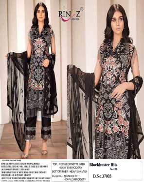 black top - fox georgette with heavy embroidery | bottom + inner - heavy shantun | dupatta - nazmeen with heavy embroidery work [ pakistani coopy ] fabric heavy embroidery work casual 