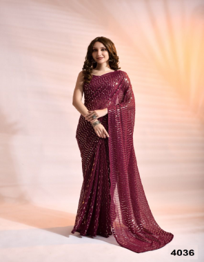 maroon georgette fabric sequance work ethnic 