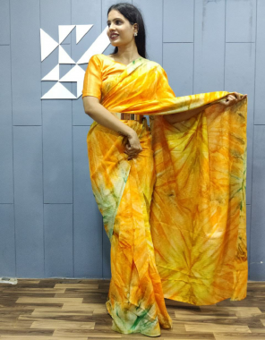 yellow saree - cotton silk saree with radiant shibori designer | size - all size available | blouse - plain creased blouse piece ( 0.9m) fabric printed work festive 