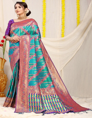 sky blue saree - lichi silk with weaving gold zari | blouse - heavy weaving work  fabric weaving work ethnic 