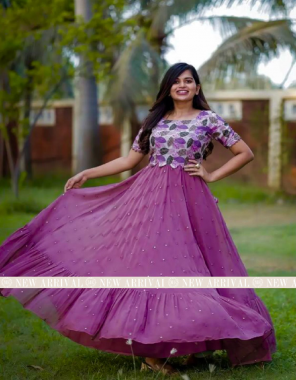 purple georgette with complete lining | sleeves - 3/4rth | length - 52