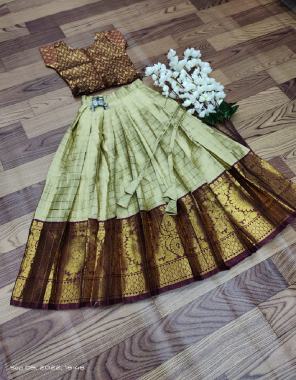 grey lehenga - pure lichi silk ( semi stitched ) | blouse - banarasi lichi silk ( full stitched ) fabric weaving work ethnic 