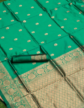 green banarasi soft silk  fabric weaving work casual 