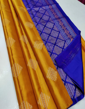 yellow kanchipuram silk fabric weaving work casual 