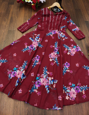 maroon fox georgette with complete lining | length - 50 