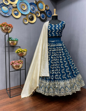 rama choli - georgette | size - unstitch upto 44 | lehenga - georgette | inner - crep | size - semi stitched upto 44| flair - 3m with canvas patta | dupatta - zarna silk with two side lace border work fabric sequance embroidery work work festive 