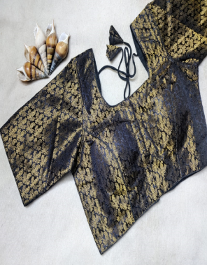 navy blue heavy banarasi khatan blouse | height - 15 | sleeves - 10 inch | padded | front with hook n back dori  fabric weaving work festive 