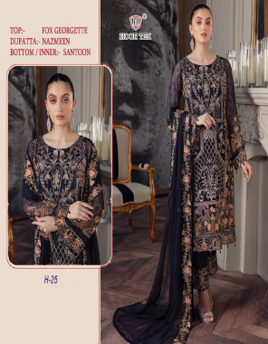 black top - fox georgette with embroidery sequance work with diamond work | bottom  - santoon with patch work | inner - santoon | dupatta - nazneen embroidery work | size - 56 ( 8xl ) fabric embroidery work festive 