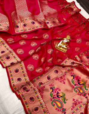 maroon pure soft banarasi silk  fabric weaving work ethnic 