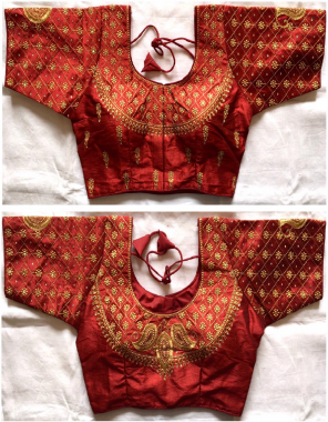 maroon fentam silk | with front open  fabric handwork thread work work festive 