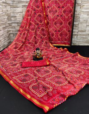 red tafetta silk fabric weaving work festive 