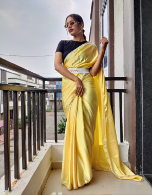 yellow saree - duchess sattin with moti work lace patta | size - all size available | blouse - magha silk with front and black side tusk & matching front side hook | size - stitched ( upto 44 ) fabric moti work work casual 