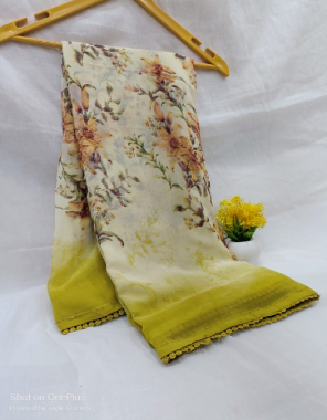 yellow saree - weightless saree | blouse - mono banglory fabric digital printed work ethnic 