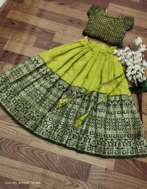 green lehenga - pure lichi silk ( semi stitched ) | blouse - jacquard silk ( full stitched )  fabric jacquard work festive 