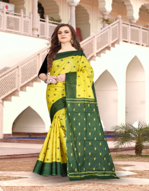 yellow saree - mul mul cotton | blouse - mul mul cotton print ( 0.80cm) fabric printed work casual 
