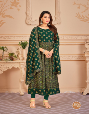dark green top - heavy 14kg rayon with colour foil print with mirror work | length - 52 
