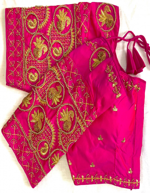 pink soft silk | fornt open pattern  fabric thread jari work  work festive 
