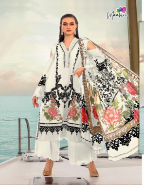 white top - pure cambric lawn with print and embroidery work ( patch ) | bottom - pure cotton | dupatta - cotton printed  fabric printed work ethnic 