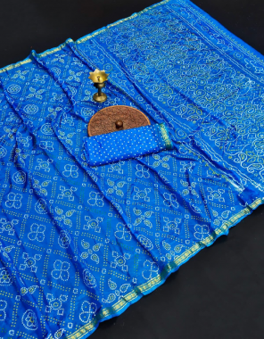 blue saree - taffeta silk | blouse - running blouse fabric printed + jacquard weaving border work casual 