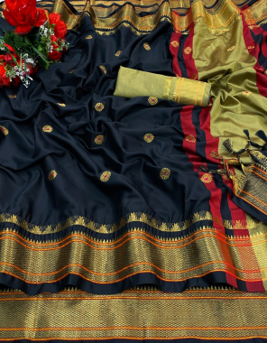 black cotton silk gold multi jacquard weaving border with contrast blouse fabric weaving work ethnic 
