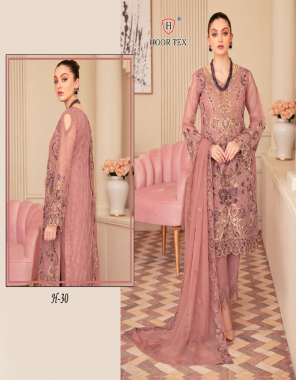 pink top - fox georgette with embroidery sequance diamond work ( front & back work ) | bottom - santoon with patch work | dupatta - nazneen with embroidery work | size - 54 ( 7xl ) fabric embroidery work party wear 