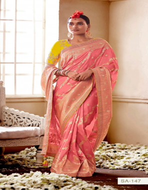 pink pure dola silk with fancy lace border with embroidery worked blouse fabric embroidery work festive 