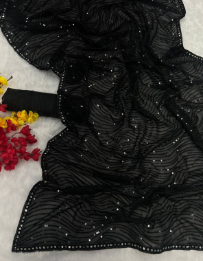 black saree - heavy georgette | blouse - satin banglori  fabric sequance work festive 