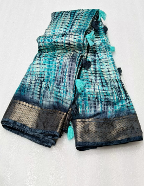 sky blue saree - soft cotton jacquard | blouse - subori printed  fabric printed work ethnic 