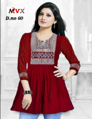 red 14kg rayon with heavy embroidery worked | top length - 28