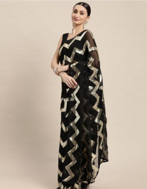 black georgette with sequance zigzag style fabric sequance  work festive 