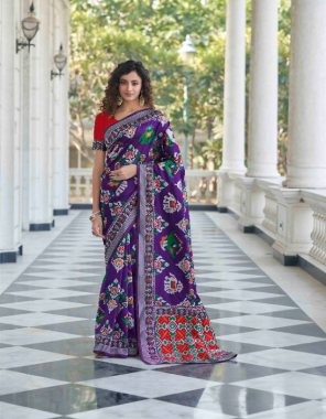 purple saree - patola silk | blouse - patola silk  fabric printed work casual 