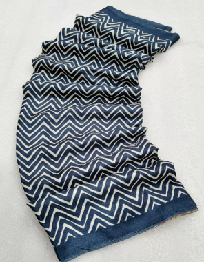 navy blue pure soft tussar silk silk printed fabric printed work casual 