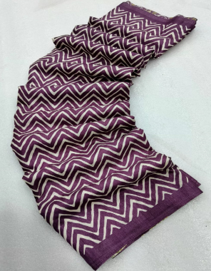 purple pure soft tussar silk silk printed fabric printed work ethnic 