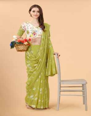 mahendi saree - zomato silk  | blouse - safely digital print ( chikan work )  fabric digital printed work festive 