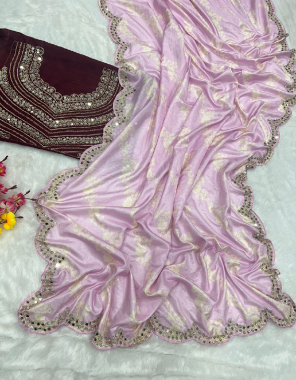 purple saree - vichitra silk with digital printed | blouse - banglory silk  fabric thread embroidery + real mirror work work festive  