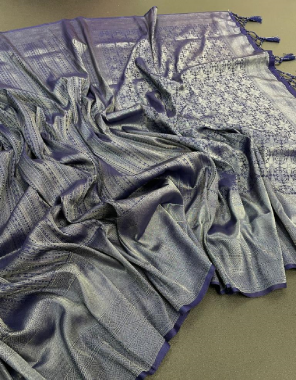 navy blue kubera pattu fabric weaving work festive 