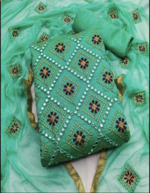 green top - chanderi silk ( 2.10 m) | inner + bottom - santoon ( 1.50 +2.00 m) | dupatta - chinon dioble ( 2.10 m)  fabric gotta patti with embroidery work work ethnic 