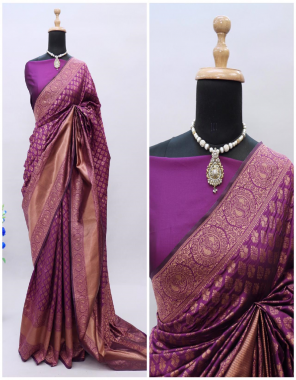 purple pure handloom kanchipuram silk  fabric weaving work ethnic 