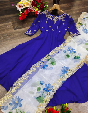 sky blue georgette with organza dupatta | linning - crep | length - 52 