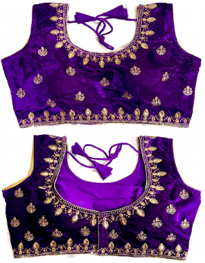 purple velvet with sequance jari work | back open fabric thread work work ethnic 