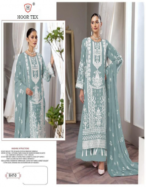 sky blue top - heavy georgette with embroidery with mirror work | bottom - santoon | inner - santoon | dupatta - nazneen with embroidery work | size - 50 ( 5xl) fabric embroidery work casual 